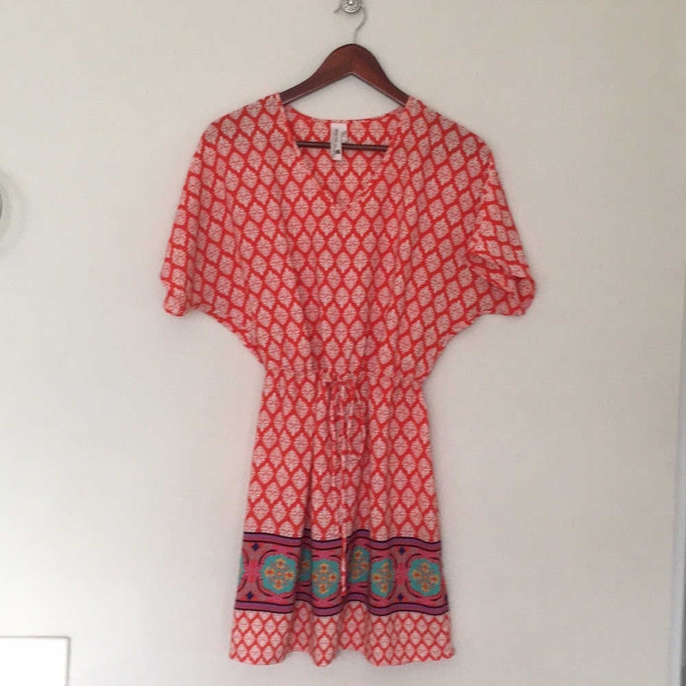 Pink Owl Colorful Drawstring Dress sz S